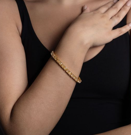 Avi & Co. Fancy Yellow Cushion Cut Line Bracelet