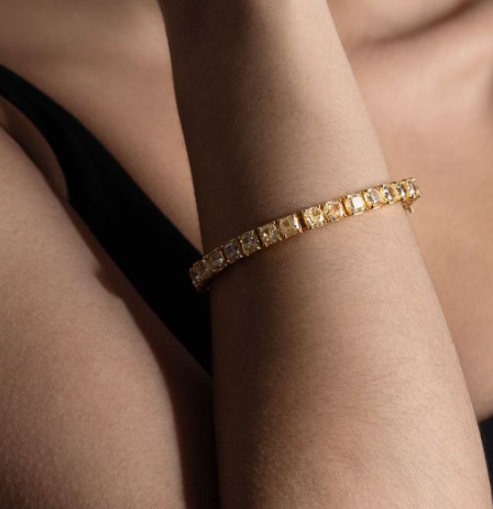 Avi & Co. Fancy Yellow Cushion Cut Line Bracelet