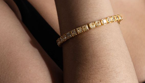 Avi & Co. Fancy Yellow Cushion Cut Line Bracelet