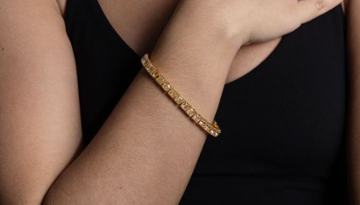 Avi & Co. Fancy Yellow Cushion Cut Line Bracelet