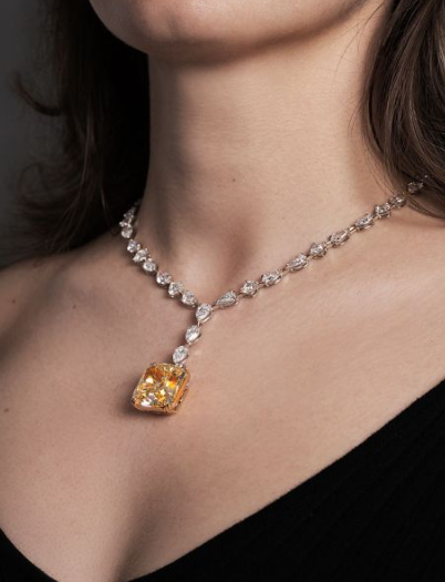 Fancy Yellow Diamond Drop Necklace