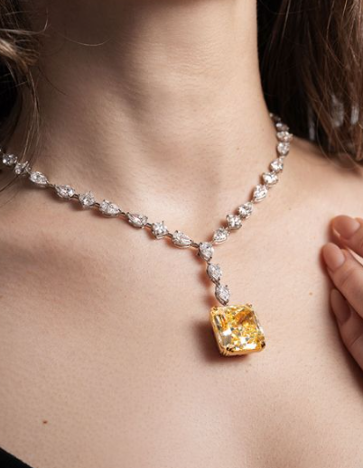 Fancy Yellow Diamond Drop Necklace