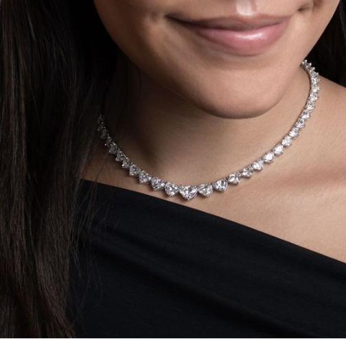 Graduated Diamond Heart Necklace