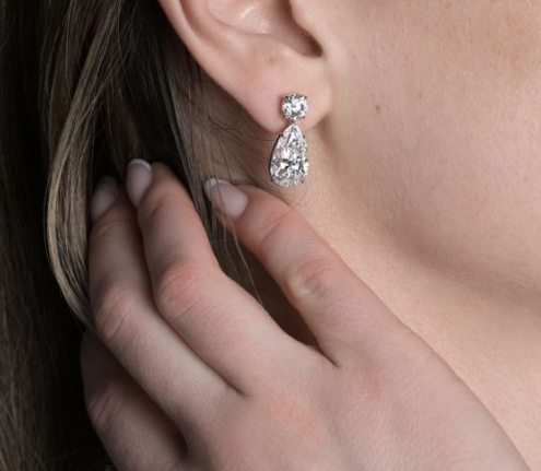 Pear Cut Drop Diamond Earrings