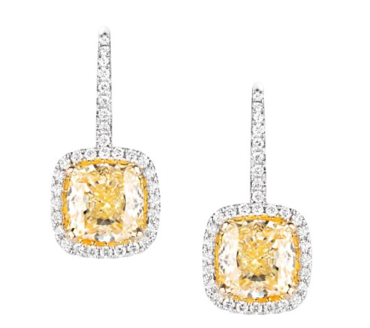 Fancy Yellow Halo Drop Earrings